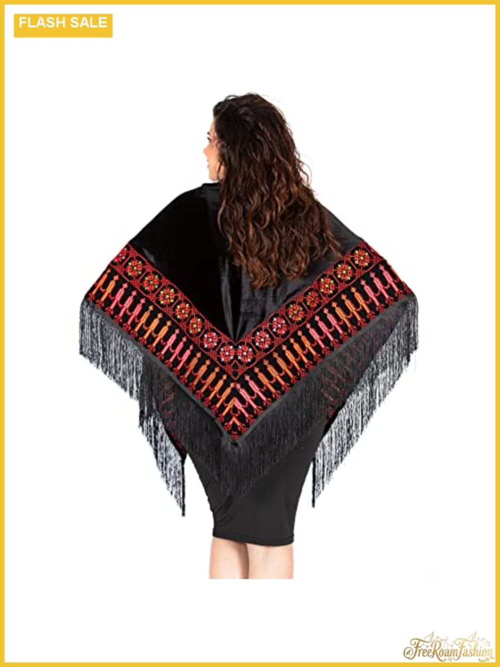 Palestinian Tatreez Embroidered Velvet Shawl Wrap Hebron Made
